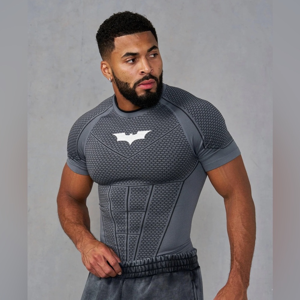 YoungLA 4259 Batman Compression Tee, Dark Grey, Size M, NWT 🔥SOLD OUT ONLINE🔥
